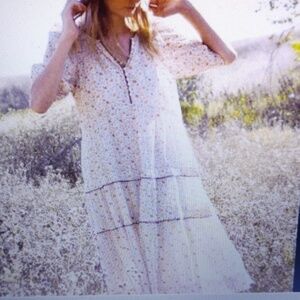 THE GREAT Whip Stitched Ravine Tiered Floral Midi Dress Size 2